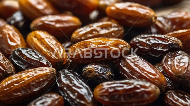 أنواع التمور الفاخرة في السعودية، مصدر طبيعي للسكريات، ضيافة لذيذة في المناسبات والأعياد الإسلامية، وجبة ذات قيمة غذائية عالية، صورة مقربة لحبات التمر المجفف الصحي من أشجار نخيل المملكة، ثمار ومحاصيل زراعية محلية وطنية