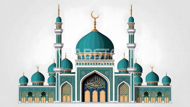 النقوش والزخارف على الجدران الخارجية للقبب والاقواس والاعمدة ، الفن الهندسي المعماري على الطراز الاسلامي ،التصاميم والديكورات الخارجية الانيقة للمساجد في المملكة العربية السعودية