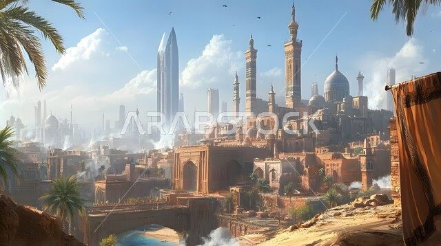 الفن الهندسي المعماري العريق لقبب ومآذن الجامع, ديكورات على الطراز الإسلامي, أماكن العبادة والتقرب إلى الله, رسم مجسم مسجد ثلاثي الأبعاد, نداء المسلمين لأداء الفرائض والصلوات