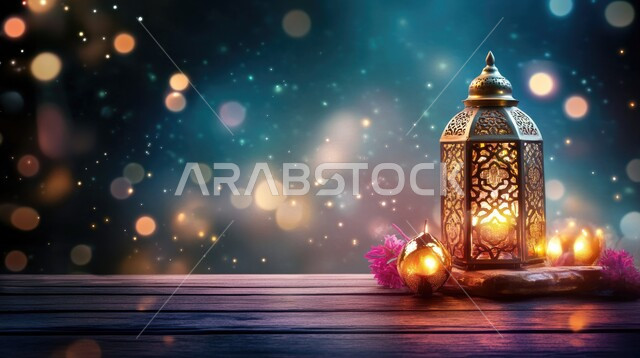 زينة وديكورات على الطراز العربي الإسلامي  للأعياد والمناسبات الدينية ،اضاءة وزينة شهر رمضان المبارك ،مفهوم العبادة والطاعة والتقرب إلى الله ،السرور والبهجة بقدوم شهر الخير  ،الفوانيس العربية المزخرفة المضيئة ،الأجواء الرمضانية الروحانية ،خلفية ملونة
