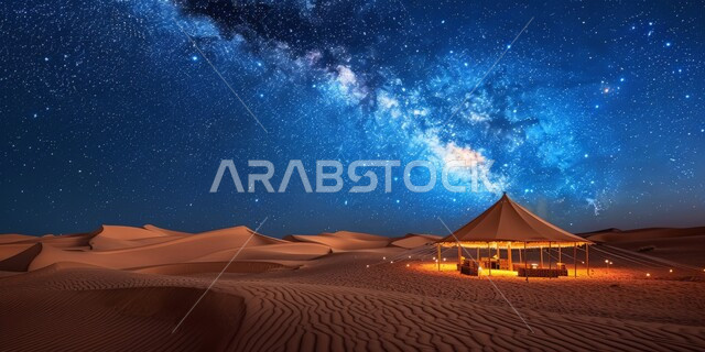 المغامرات والكشتات البرية، أجواء التخييم الشبابية الممتعه، خيمة شعبية في المناطق الصحراوية، الرمال الذهبية الناعمة والطبيعة، مخيمات سياحية في صحاري المملكة العربية السعودية، جلسة ليلية هادئة أمام الفوانيس المعدنية المشتعلة