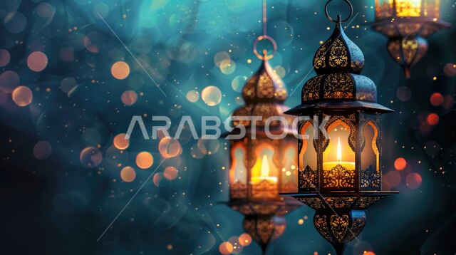 فوانيس رمضانية مميزة, خلفيات شهر رمضان المبارك، فانوس عربي تقليدي معدني، تحفة رمضانية ثلاثية الأبعاد، الإحتفال بقدوم الشهر الفضيل، ديكورات وأنوار اسلامية