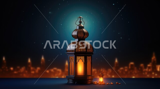 فوانيس رمضانية مميزة, خلفيات شهر رمضان المبارك، فانوس عربي تقليدي معدني، تحفة رمضانية ثلاثية الأبعاد، الإحتفال بقدوم الشهر الفضيل، ديكورات وأنوار اسلامية