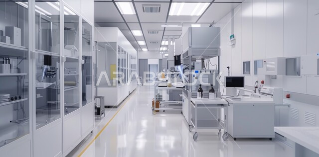 The advancement of biotechnology in scientific laboratories, a modern Saudi research center in the Kingdom of Saudi Arabia, medicine and health care, the concept of scientific research and development of samples through advanced modern devices in the medical research laboratory