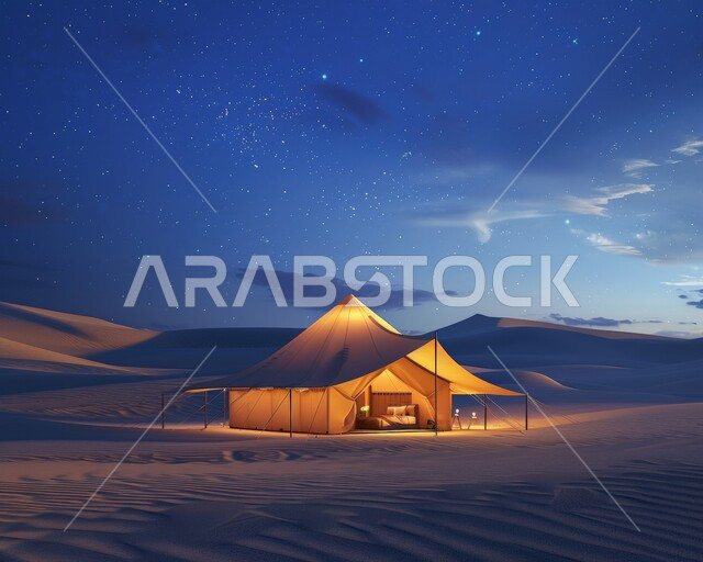 المغامرات والكشتات البرية، أجواء التخييم الشبابية الممتعة، الرمال الذهبية الناعمة و الطبيعة، مخيمات سياحية في صحاري المملكة العربية السعودية، خيام شعبية في المناطق الصحراوية، جلسة هادئة أمام الفوانيس المعدنية المضيئة