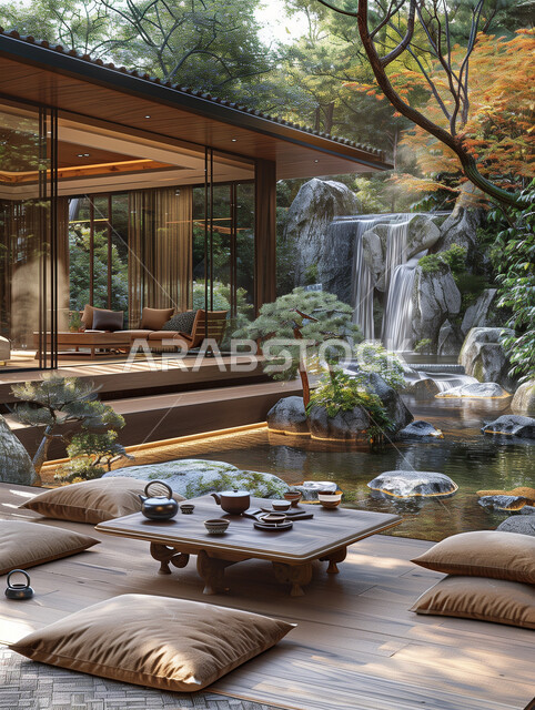 الفنون الهندسية المعمارية على الطراز الحديث والانيق، دمج التصاميم العصرية بالطبيعة، شقق و فلل سكنية فاخرة في السعودية، الديكورات الخارجية الراقية لبركة السباحة، الاستمتاع بالمناظر الطبيعية، مناطق للاسترخاء والـتأمل، الأشجار والنباتات الخضراء