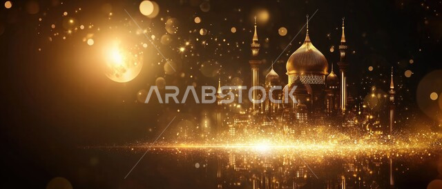 مجسمات لمسجد وقبب ومآذن مضاءة في الليل، ديكورات وتصاميم على الطراز العربي الإسلامي، العبادة والتقرب إلى الله، آداء الفرائض والصلوات، الديكورات والفوانيس للاحتفال واستقبال الأعياد والمناسبات الدينية ، هلال شهر رمضان المبارك، الفن الهندسي المعماري للمساجد