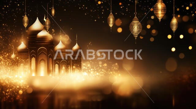 مجسمات لمسجد وقبب ومآذن مضاءة في الليل، ديكورات وتصاميم على الطراز العربي الإسلامي، العبادة والتقرب إلى الله، آداء الفرائض والصلوات، الديكورات والفوانيس للاحتفال واستقبال الأعياد والمناسبات الدينية ، هلال شهر رمضان المبارك، الفن الهندسي المعماري للمساجد