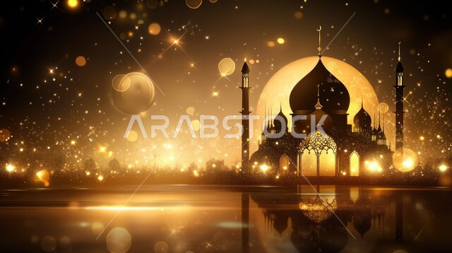 مجسمات لمسجد وقبب ومآذن مضاءة في الليل، ديكورات وتصاميم على الطراز العربي الإسلامي، العبادة والتقرب إلى الله، آداء الفرائض والصلوات، الديكورات والفوانيس للاحتفال واستقبال الأعياد والمناسبات الدينية ، هلال شهر رمضان المبارك، الفن الهندسي المعماري للمساجد