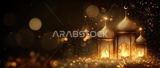 الديكورات والفوانيس للاحتفال واستقبال الأعياد والمناسبات الدينية ، مجسمات لمسجد وقبب ومآذن مضاءة في الليل، ديكورات وتصاميم على الطراز العربي الإسلامي، العبادة والتقرب إلى الله، آداء الفرائض والصلوات، هلال شهر رمضان المبارك، الفن الهندسي المعماري للمساجد