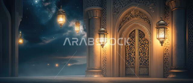 زينة وإكسسوارات رمضانية احتفالاً بقدوم الشهر الفضيل، باب خشبي  على الطراز العربي العريق, ديكورات وزخارف اسلامية, ديكورات داخلية فخمة وعصرية, الفن الهندسي الاسلامي, تصاميم أبواب مزخرفة على الطراز العربي الحديث