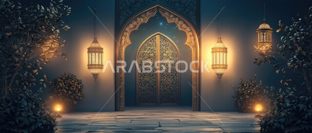 زينة وإكسسوارات رمضانية احتفالاً بقدوم الشهر الفضيل، باب خشبي  على الطراز العربي العريق, ديكورات وزخارف اسلامية, ديكورات داخلية فخمة وعصرية, الفن الهندسي الاسلامي, تصاميم أبواب مزخرفة على الطراز العربي الحديث