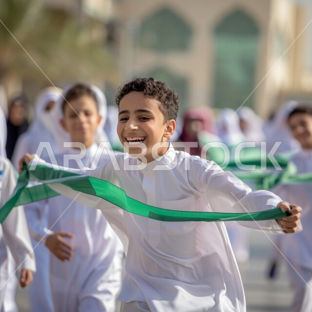 مدارس أكاديميه في المملكه العربيه السعوديه, طلاب عرب سعوديون خليجيون يركضون, وقت اللعب والترفيه في الفسحه المدرسيه, ايماءات تدل على السعاده والمرح, الإستعداد للفصل الدراسي الجديد