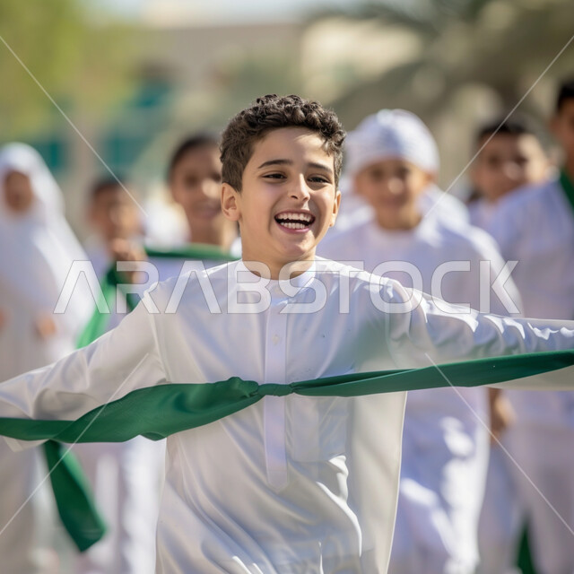 مدارس أكاديميه في المملكه العربيه السعوديه, طلاب عرب سعوديون خليجيون يركضون, وقت اللعب والترفيه في الفسحه المدرسيه, ايماءات تدل على السعاده والمرح, الإستعداد للفصل الدراسي الجديد