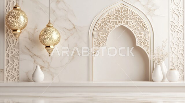  إطار ثري دي بزخارف دينية, تصاميم وديكورات اسلامية مزخرفة، الديكور الداخلي على الطراز الاسلامي الحديث ،الفوانيس المعدنيه التقليديه  المعلقه