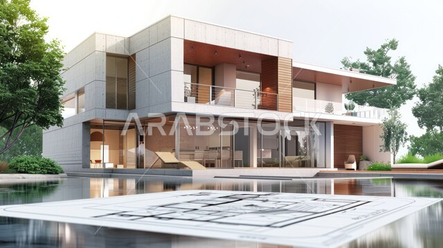 ديكورات وتصاميم خارجية عصرية متميزة على الطراز الحديث, الفن الهندسي المعماري بواجهات ضخمة زجاجية, البناء الخارجي الحديث المتطور للفنون الهندسية, الاهتمام بزراعة الأشجار.