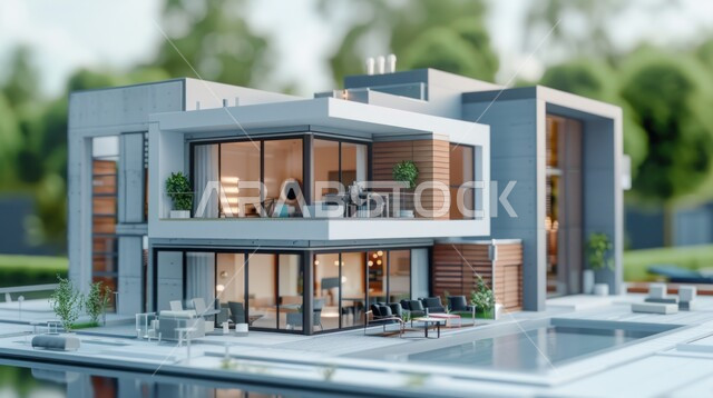 ديكورات وتصاميم خارجية عصرية متميزة على الطراز الحديث, الفن الهندسي المعماري بواجهات ضخمة زجاجية, البناء الخارجي الحديث المتطور للفنون الهندسية, الاهتمام بزراعة الأشجار.