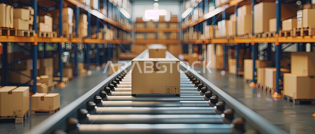 مفهوم الخدمات اللوجستية وتجارة الجملة، صناديق وكراتين مغلفة داخل المستودع، عمليات الاستلام والتخزين والتوزيع، مخازن ومستودعات معامل ومصانع المملكة العربية السعودية، مفهوم إدارة المخزون, الخلفية الصناعية