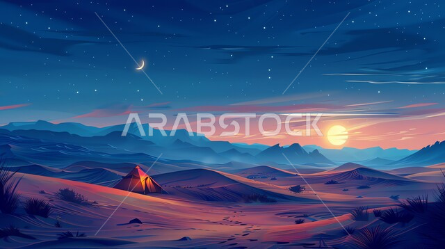 مغامرة وكشتة برية، مخيم سياحي في صحاري المملكة العربية السعودية، جلسة هادئة للحصول على الاسترخاء، أجواء التخييم الشبابية الممتعه، الرمال الذهبية الناعمة والطبيعة، خيمة شعبية في المناطق الصحراوية