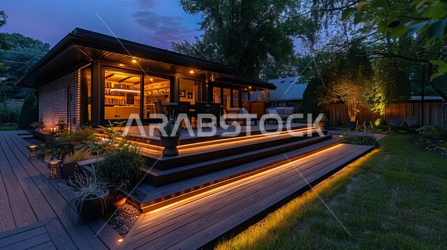 الفن الهندسي المعماري بواجهات ضخمة زجاجية, ديكورات وتصاميم خارجية عصرية متميزة على الطراز الحديث,  البناء الخارجي الحديث المتطور للفنون الهندسية, الاهتمام بزراعة الأشجار.