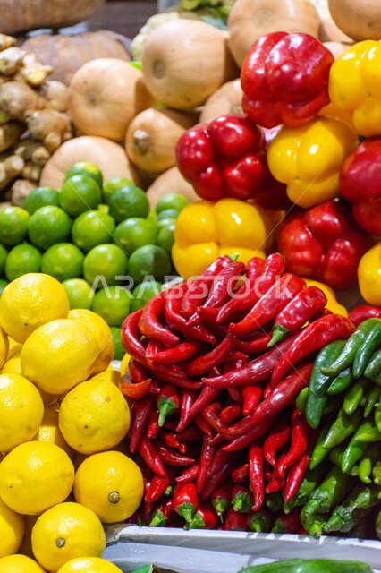 سوق الخضار والفواكه بمنطقة الديرة بمدينة دبي بالإمارات، المنتجات والمحاصيل الزراعية الوطنية، موسم قطاف المحصول الزراعي في المزارع، مأكولات صحية ومفيدة, الاهتمام بالزراعة المحلية والاكتفاء الذاتي، بيع الخضار والفواكه الطازجة في الأسواق الشعبية التقليدية  