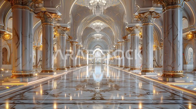 تصاميم داخلية وديكورات راقية على الطراز الحديث في المملكة العربية السعودية، النمو والتقدم العمراني، أثاث أنيق ومريح، مفهوم الإضاءة المتميزة, الهندسة المعمارية المزخرفة للأعمدة الرخامية