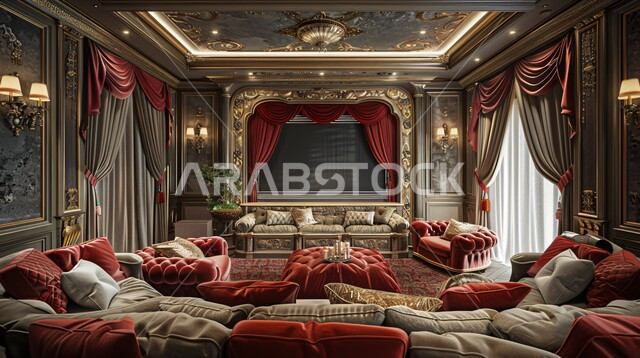 فنادق ومنتجعات فاخره, إعداد مسرح منزلي مريح, ديكورات داخليه متميزة لغرف الجلوس, غرفة معيشة بتصاميم حديثه، أثاث منزلي راقي، تصميمات عصرية فاخرة، شقق وفلل سكنية