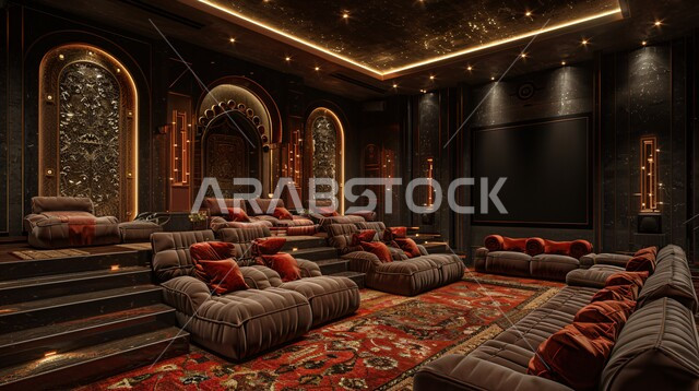 إعداد مسرح منزلي مريح, ديكورات داخليه متميزة لغرف الجلوس, غرفة معيشة بتصاميم حديثه، أثاث منزلي راقي، تصميمات عصرية فاخرة، شقق وفلل سكنية, فنادق ومنتجعات فاخره