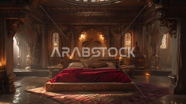 تصميم داخلى لغرفة نوم بأسلوب حديث، شقق وفلل سكنية وقصور بديكورات متطورة، أثاث منزلي أنيق ومريح، فن الهندسة المعمارية والديكور، غرف بتصاميم عصرية فاخرة, مفهوم الاسترخاء والهدوء