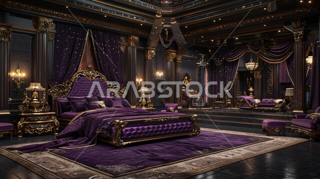 تصميم داخلى لغرفة نوم بأسلوب حديث، شقق وفلل سكنية وقصور بديكورات متطورة، أثاث منزلي أنيق ومريح، فن الهندسة المعمارية والديكور، غرف بتصاميم عصرية فاخرة, مفهوم الاسترخاء والهدوء