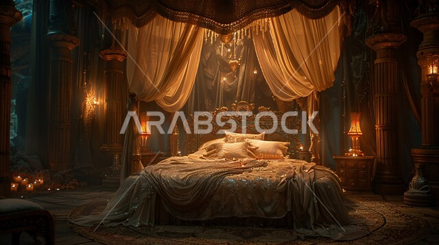 مفهوم الاسترخاء والهدوء، تصميم داخلى لغرفة نوم بأسلوب حديث، شقق وفلل سكنية وقصور بديكورات متطورة، أثاث منزلي أنيق ومريح، فن الهندسة المعمارية والديكور، غرف بتصاميم عصرية فاخرة