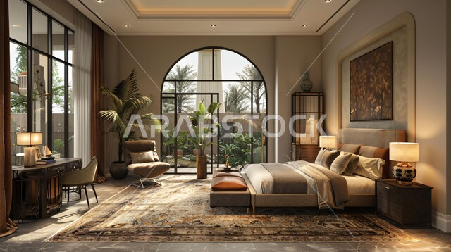 فن التصميم والديكورات المتطورة، شقق وفلل سكنية، أثاث منزلي داخلي وأنيق، فنادق ومنتجعات حديثة، فنون الهندسة المعمارية والديكور، غرفة نوم بتصاميم عصرية فاخرة, الاطلالة المتميزة على الطبيعة