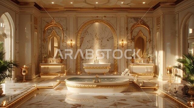 حمام داخلي معاصر باللون الأبيض في منزل حديث، شقق وفلل سياحية في السعودية، دورة مياه رخاميه راقية في أحد المباني السكنيه، التصاميم الداخلية والديكورات الراقية للحمامات الداخلية وأحواض الاستحمام في الشقق الفاخرة