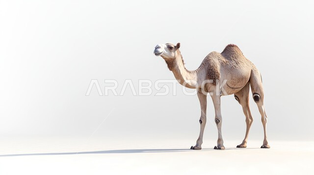 رمز الصبر والقدرة على التحمل، سفينة الصحراء ذو السنامين، وسائل  نقل و مواصلات قديمة في الصحراء، تربية الابل والجمال في المملكة العربية السعودية، حيوان الجمل العربي الأصيل، خلفية بيضاء