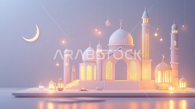 مجسمات ثلاثية الأبعاد لمآذن وقبب المساجد الاسلامية, مفهوم العبادة والتقرب الى الله تعالى، زينة الأعياد والمناسبات الدينية، الديكورات والتصاميم الهندسية المميزة في رمضان المبارك, قدوم شهر الخير