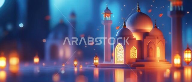 الفوانيس المعدنية المضيئة، مفهوم العبادة والتقرب الى الله تعالى, زينة الأعياد والمناسبات الدينية، الديكورات والتصاميم الهندسية المميزة في رمضان المبارك, قدوم شهر الخير، مجسمات ثلاثية الأبعاد لمآذن وقبب المساجد الاسلامية