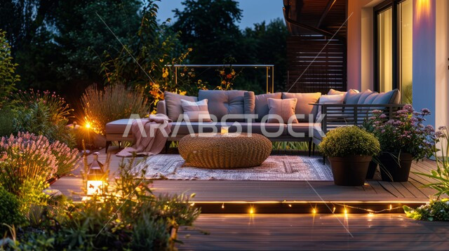 تصاميم وديكورات عصرية مميزة للجلسات الخارجية، الاهتمام في زراعه النباتات و الأشجار الخضراء في حديقة المنازل السكنية، الفنون الهندسية المعمارية للشقق و الفلل في المملكة العربية السعودية، الفن الهندسي المعماري لتصميم الفناء الخارجي, الاستمتاع بالراحة والهدوء