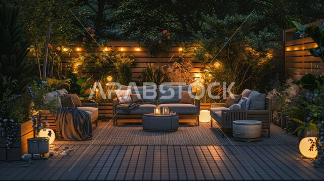 الفن الهندسي المعماري لتصميم الفناء الخارجي, الاستمتاع بالراحة والهدوء, تصاميم وديكورات عصرية مميزة للجلسات الخارجية، الاهتمام في زراعه النباتات و الأشجار الخضراء في حديقة المنازل السكنية، الفنون الهندسية المعمارية للشقق و الفلل في المملكة العربية السعودية