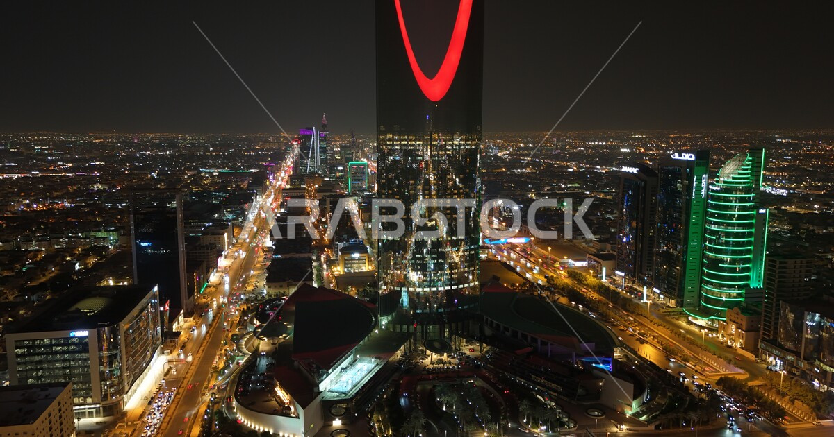Famous landmarks of the Arabian Gulf, aerial view of buildings and ...