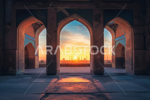 الديكورات الداخلية والتصاميم الأنيقة للمساجد في المملكة العربية السعودية, مفهوم العبادة والتقرب إلى الله تعالى ,الفن الهندسي المعماري لمسجد عربي عريق، النقوش والزخارف للاعمدة والاقواس على الطراز الاسلامي