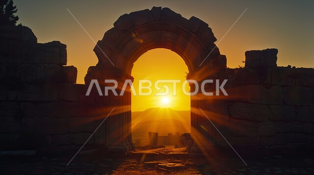 منظر غروب الشمس من الأقواس والأعمدة الداخلية للجوامع, الفن الهندسي المعماري للمساجد في المملكة العربية السعودية، مفهوم العبادة والتقرب إلى الله ، تصميمات وديكورات دينية