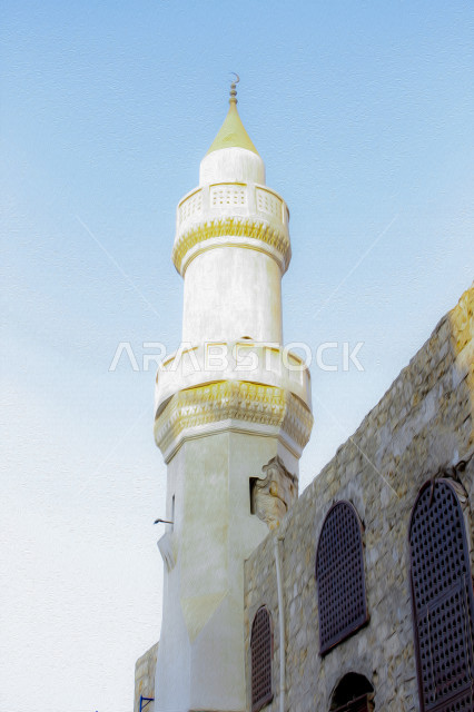 المئذنة (المنارة) مبنى مرتفع طويل ملحق بالمساجد ، العبادة والتقرب إلى الله ، صوت الأذان ، دعوة المسملين للصلاة  ، مسجد المئذنة