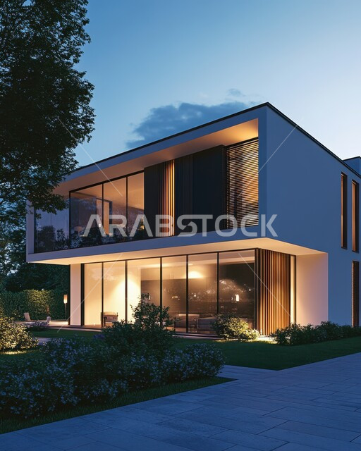  الفن الهندسي المعماري بواجهات ضخمة زجاجية, ديكورات وتصاميم خارجية عصرية متميزة على الطراز الحديث, البناء الخارجي الحديث المتطور للفنون الهندسية, الاهتمام بزراعة الأشجار، منتجعات وشاليهات سياحية فاخرة في المملكة العربية السعودية، مجمع سكني راقي