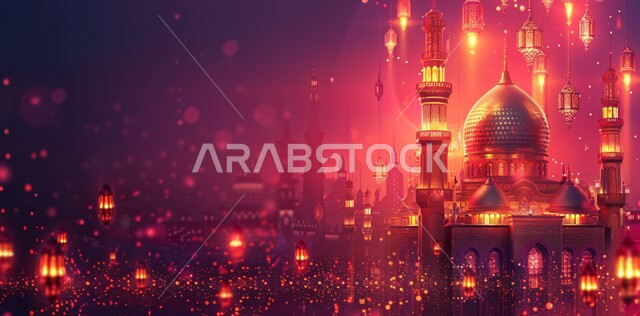مفهوم العبادة والتقرب إلى الله تعالى، لوحة ثلاثية الأبعاد لمسجد في المملكة العربية السعودية، لوحات اسلامية مميزة، الفن الهندسي المعماري على الطراز الحديث