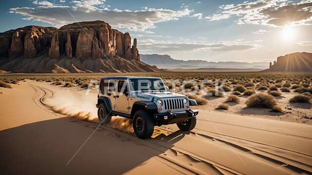 التلال الرملية والتشكيلات والتكوينات الصخرية في الصحارى العربية, الأنشطة الترفيهية لقيادة السيارات في المناطق الصحراوية، مغامرة سفاري على الكثبان الرملية في المملكة العربية السعودية, سيارة الدفع الرباعي الجبلية على رمال الصحراء الذهبية الناعمة