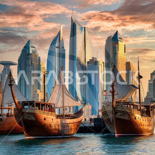 المباني والمنشآت التجارية الشاهقة في مدينة الكويت المطلة على السواحل, رؤية كويتية مستقبلية2030, الفن الهندسي المعماري للأبراج وناطحات السحاب, بناء مستقبل حضاري ومتطور, منظر تخيلي مستقبلي للتقدم والنمو العمراني