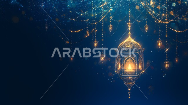 ديكورات وزينة رمضان المبارك, الأجواء الروحانية والاحتفال بالمناسبات والأعياد الدينية الاسلامية، صورة مقربة لفانوس معلق معدني تقليدي مضيء, البهجة بقدوم شهر الخير، تحف واكسسوارت متميزة، خلفية ملونة