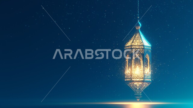 فانوس معلق معدني مزخرف مضيء، تحف اسلامية تقليدية للاحتفال بقدوم شهر الخير، الزينة والاكسسوارات العربية والفن الإسلامي، أنوار وديكورات في الأجواء الرمضانية الروحانية، خلفية ملونة