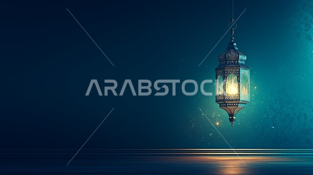 فانوس معلق عربي تقليدي معدني مزخرف ، إضاءة وزينة شهر رمضان، الإحتفال والبهجه بقدوم شهر رمضان، ديكورات وأنوار، اجواء رمضانية رائعه، الاستعداد لدخول شهر رمضان المبارك، خلفية ملونة