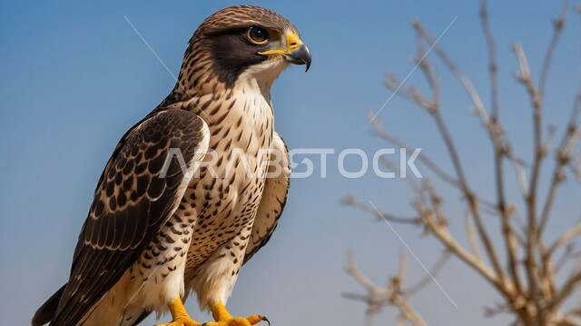 الفخر بالتراث السعودي العريق في تربية طائر الصقر، طائر الصقر في إحدى المحميات الطبيعية، حدة البصر و رمز القوة والتحدي، تدريب وترويض الطيور الجارحة والمفترسة، إقامة نادي الصقور في موسم الصيد السنوي في المملكة العربية السعودية